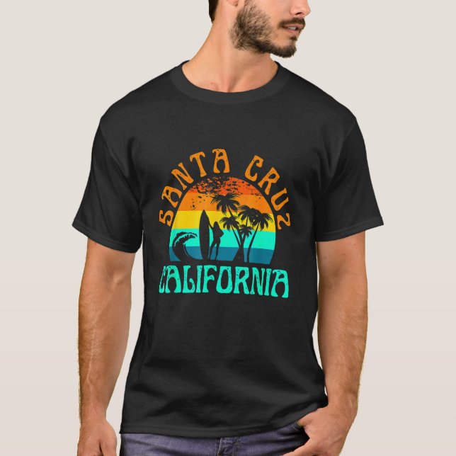 Santa Cruz Beach California Surf Surfer Retro Suns T-Shirt (Front)