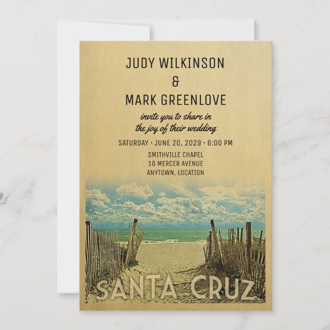 Santa Cruz Beach Vintage Wedding Invitation (Front)