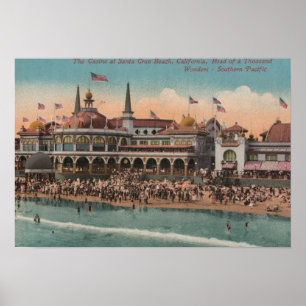 Santa Cruz, CA - Casino and Santa Cruz Beach Poster