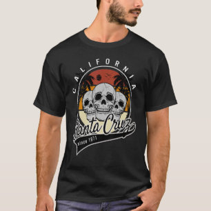 Santa Cruz California Beach Palm Tree Skull T-Shirt