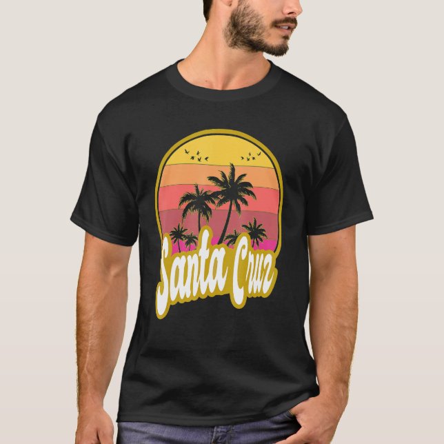 Santa Cruz California Beach Retro Sunset T-Shirt (Front)