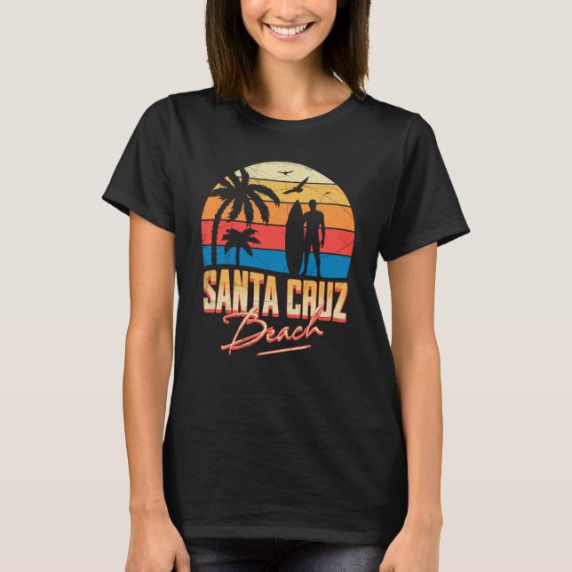 Santa Cruz California Beach Surfing Surf Summer Va T-Shirt (Front)