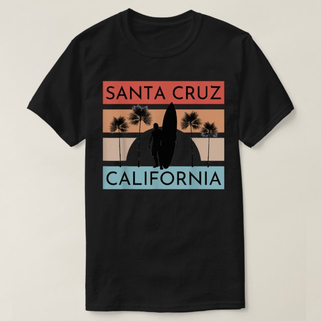 Santa Cruz California Beach Surfing Surfer Summer  T-Shirt (Design Front)