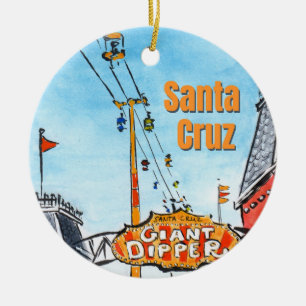 Santa Cruz California – Coastal Beach Art Ceramic Tree Decoration