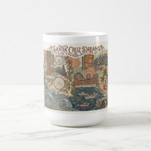 Santa Cruz California Dreams Map UCSC Surfing Coffee Mug