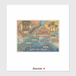 Santa Cruz California Dreams Map – Vibrant Coast