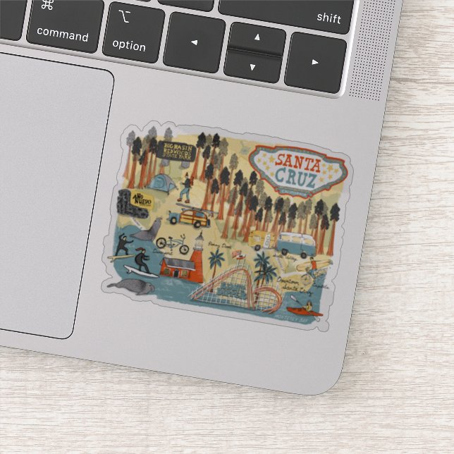 Santa Cruz California Illustrated Map (Detail)