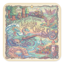 Santa Cruz California Illustrated Map Dreamscape
