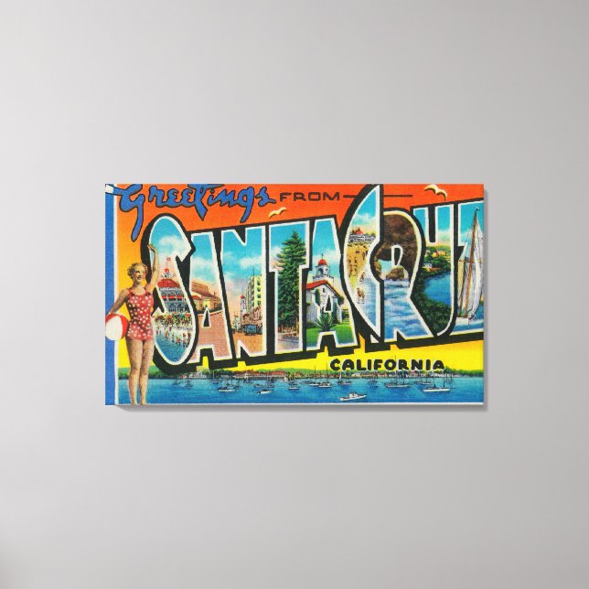 Santa Cruz, California - Large Letter Scenes 2 Canvas Print (Front)