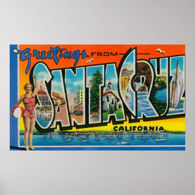 Santa Cruz, California - Large Letter Scenes 2 Poster (Front)