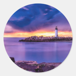 Santa Cruz, California Lighthouse Classic Round Sticker