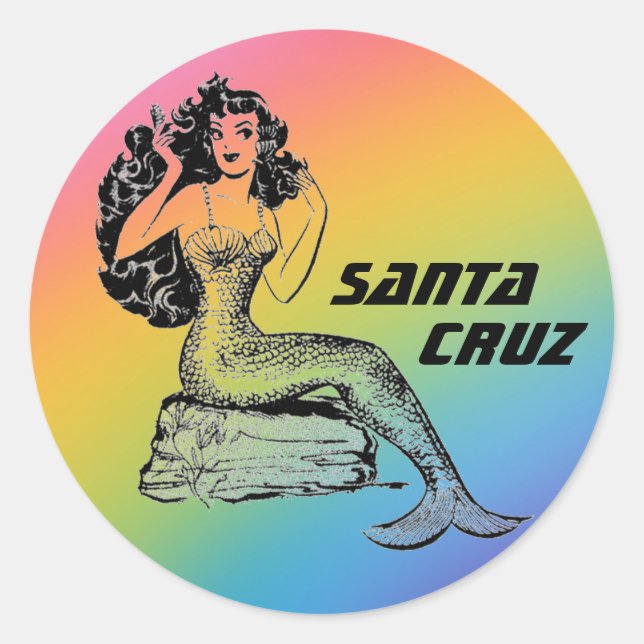 Santa Cruz California Mermaid   Classic Round Sticker (Front)