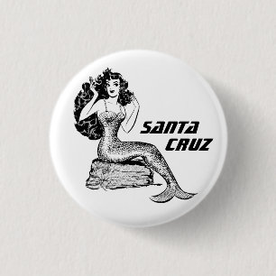 Santa Cruz California Mermaid Pinback  3 Cm Round Badge