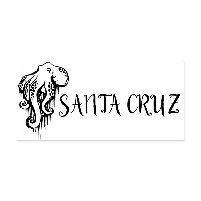 Santa Cruz California Octopus  Rubber Stamp (Imprint)