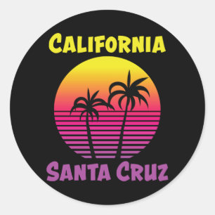 Santa Cruz California Retro Vintage Sunset Gift Classic Round Sticker