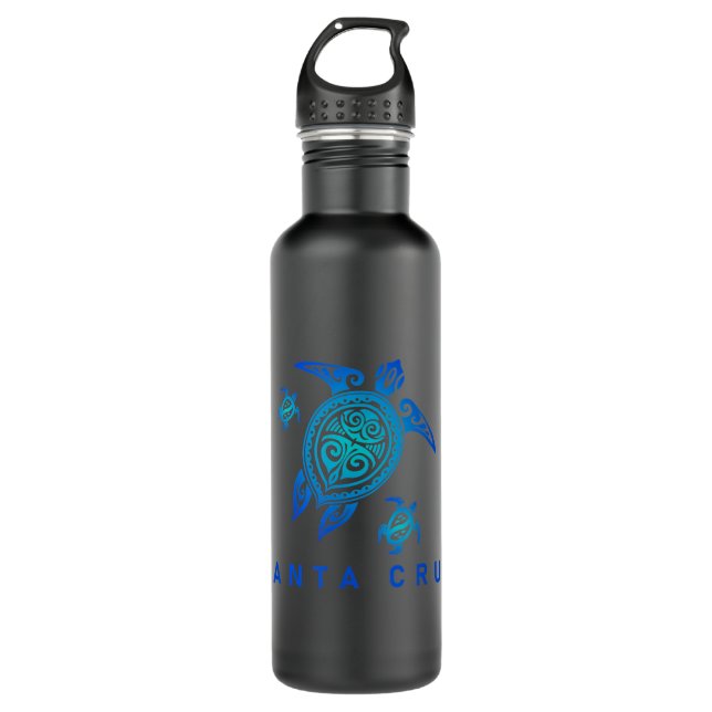 Santa Cruz California  Sea Blue Tribal Turtle 710 Ml Water Bottle (Front)