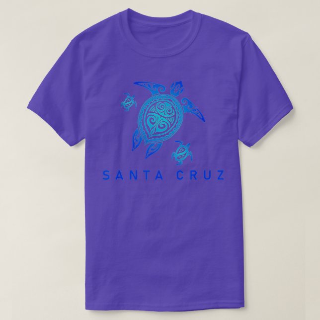 Santa Cruz California Sea Blue Tribal Turtle T-Shirt (Design Front)
