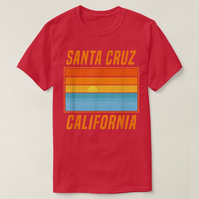Santa Cruz California Sunset 70s 80s Surfer Summer T-Shirt (Design Front)