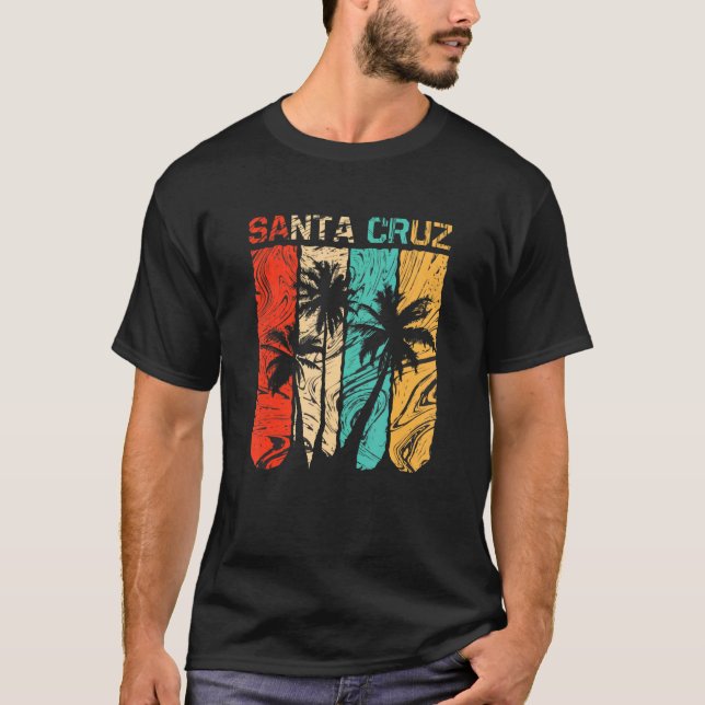Santa Cruz California Sunset 70s 80s Surfer Summer T-Shirt (Front)