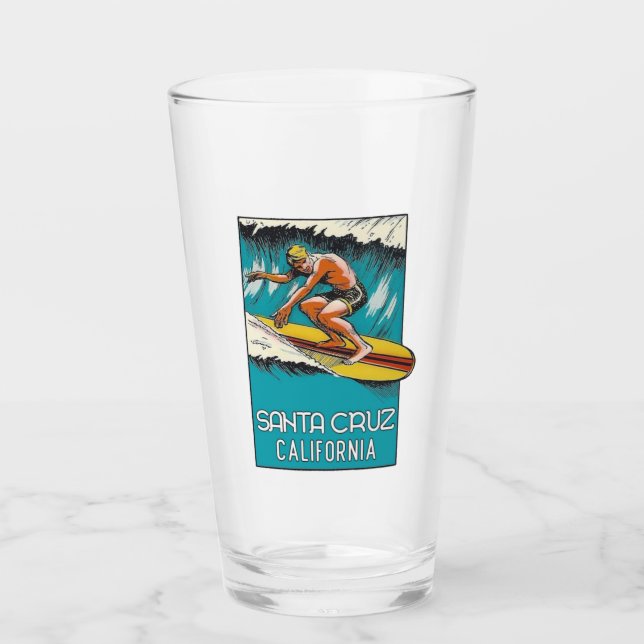 Santa Cruz, California Surfing / Travel Pint Glass (Front)
