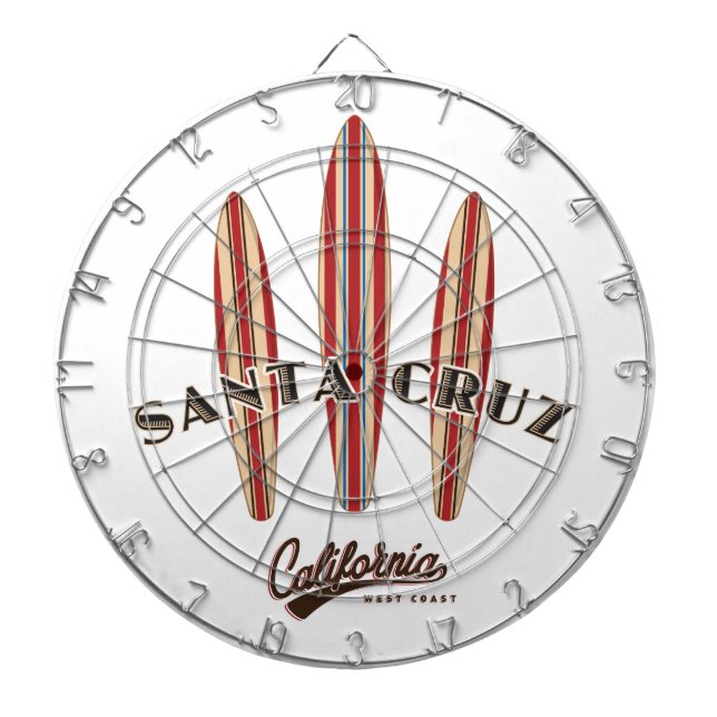 Santa Cruz California Three Surfboards Dartboard (Front)