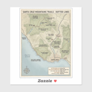 Santa Cruz California Trail Map Redwood & Coastal 