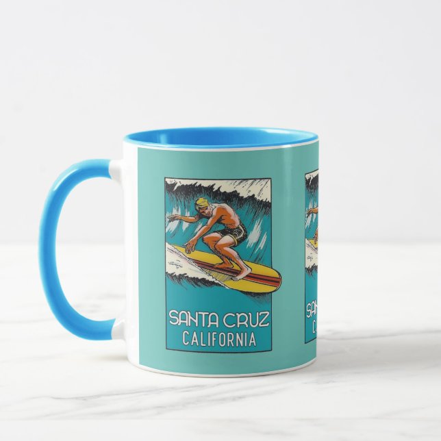Santa Cruz California Vintage Art Surfing  Mug (Left)