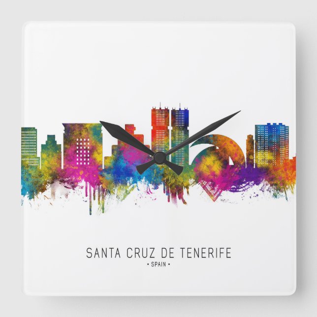 Santa Cruz de Tenerife Spain Skyline Square Wall Clock (Front)