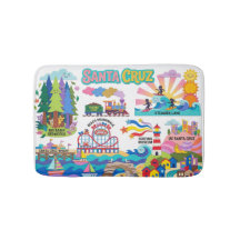 Santa Cruz Illustrated Map Boardwalk Beach Surfing