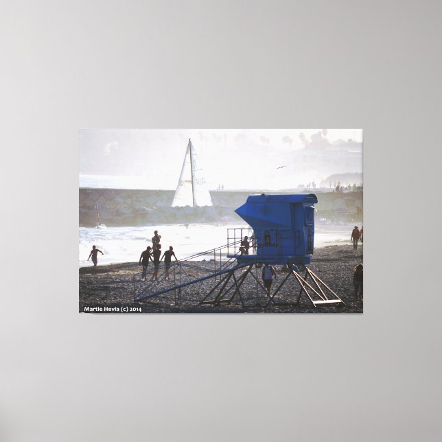 Santa Cruz Lifeguard House & Sailboat II Canvas (Front)