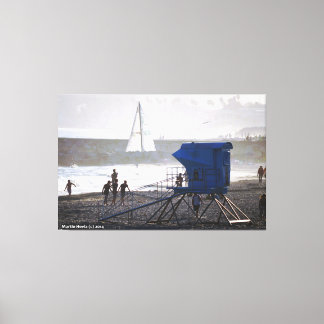 Santa Cruz Lifeguard House & Sailboat II Canvas Print