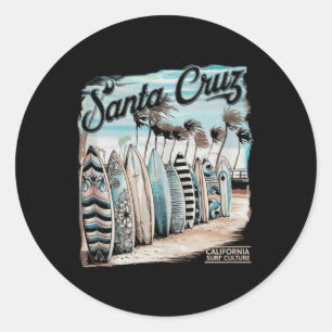 Santa Cruz Men Women California Retro Sunset Vinta Classic Round Sticker