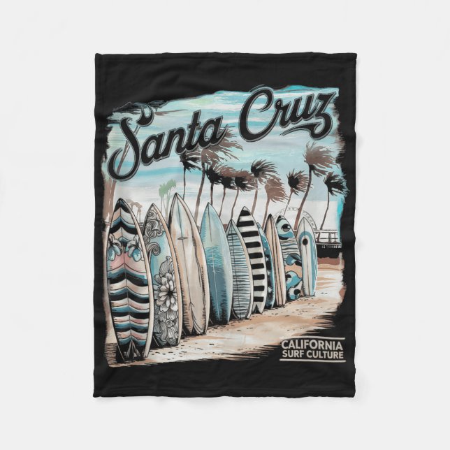 Santa Cruz Men Women California Retro Sunset Vinta Fleece Blanket (Front)