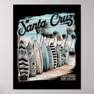Santa Cruz Men Women California Retro Sunset Vinta Poster