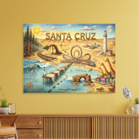 Santa Cruz Pop Art Map – Bold Coastal Landmark