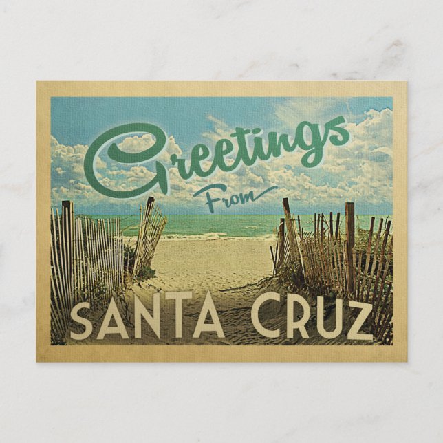 Santa Cruz Postcard Beach Vintage Travel (Front)