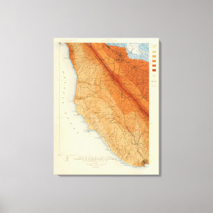 Santa Cruz quadrangle showing intensity, faults Canvas Print
