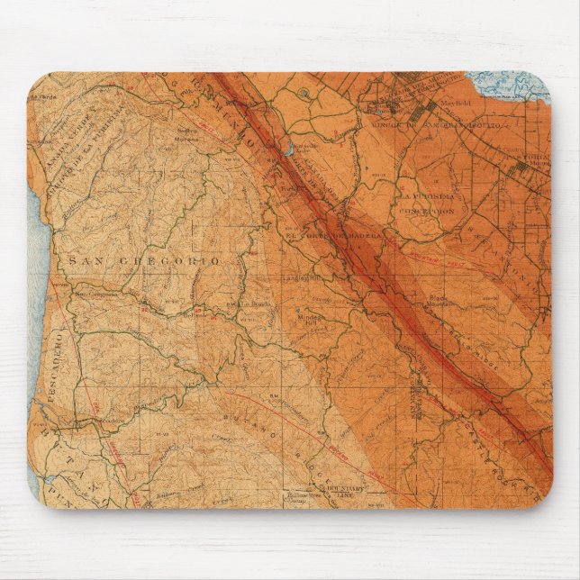 Santa Cruz quadrangle showing intensity, faults Mouse Mat (Front)