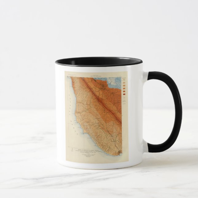 Santa Cruz quadrangle showing intensity, faults Mug (Right)