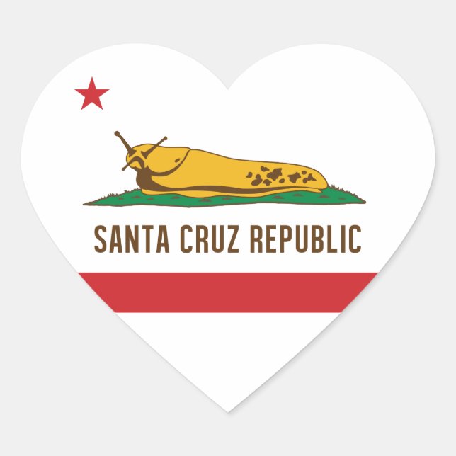 Santa Cruz Republic Banana Slug Flag Heart Sticker (Front)