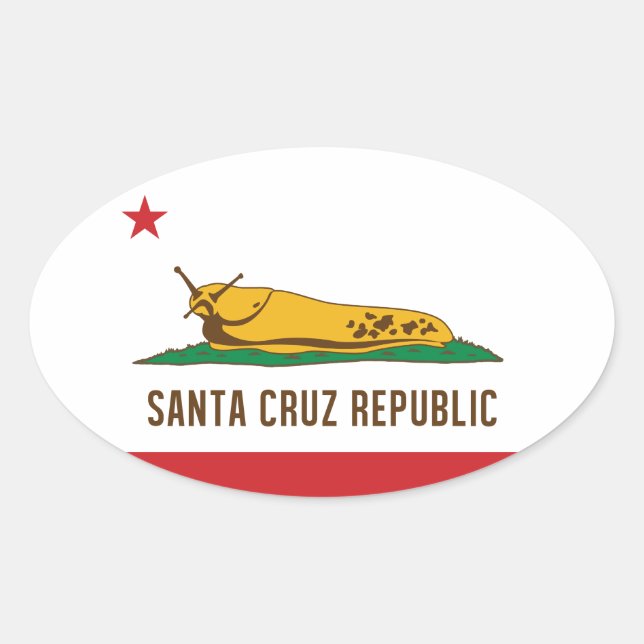 Santa Cruz Republic Banana Slug Flag Oval Sticker (Front)