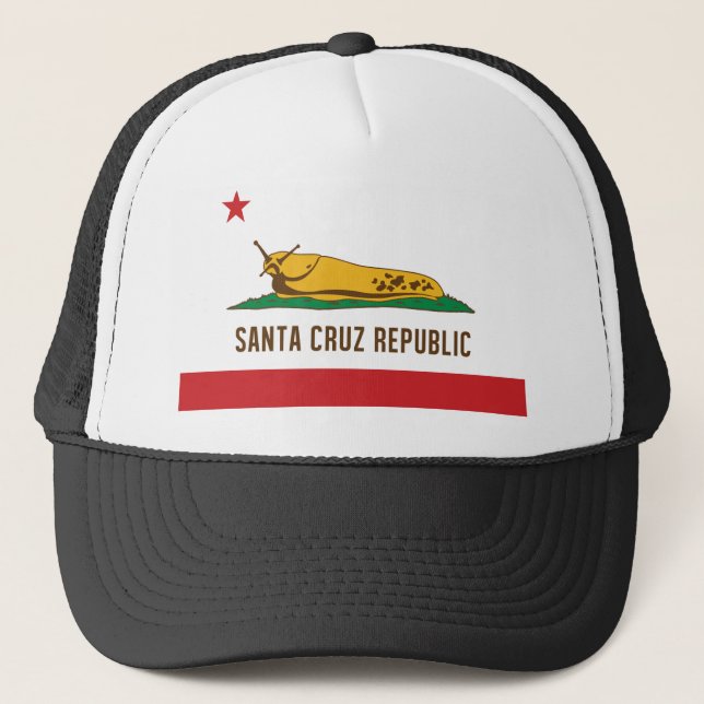 Santa Cruz Republic Banana Slug Flag Trucker Hat (Front)