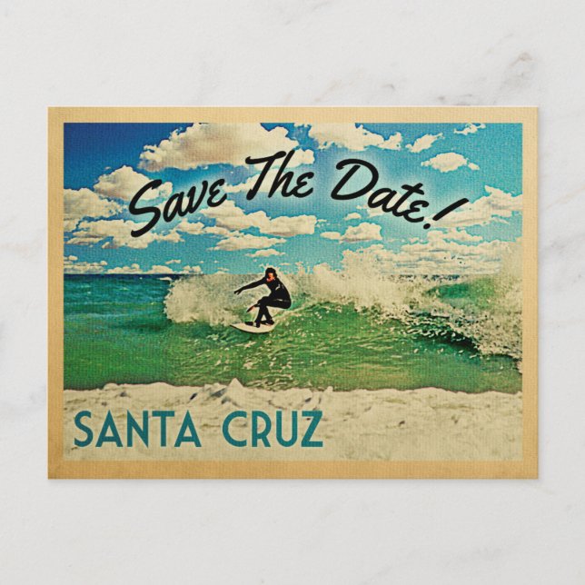 Santa Cruz Save The Date California Surfing Announcement Postcard (Front)