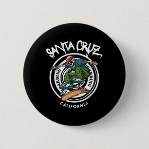 Santa Cruz Skater Laid Back California Skeleton Sk 6 Cm Round Badge