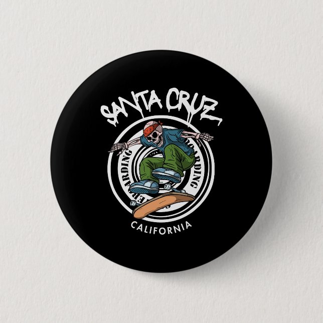 Santa Cruz Skater Laid Back California Skeleton Sk 6 Cm Round Badge (Front)