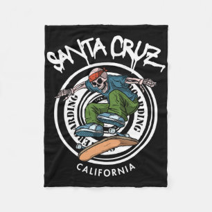Santa Cruz Skater Laid Back California Skeleton Sk Fleece Blanket