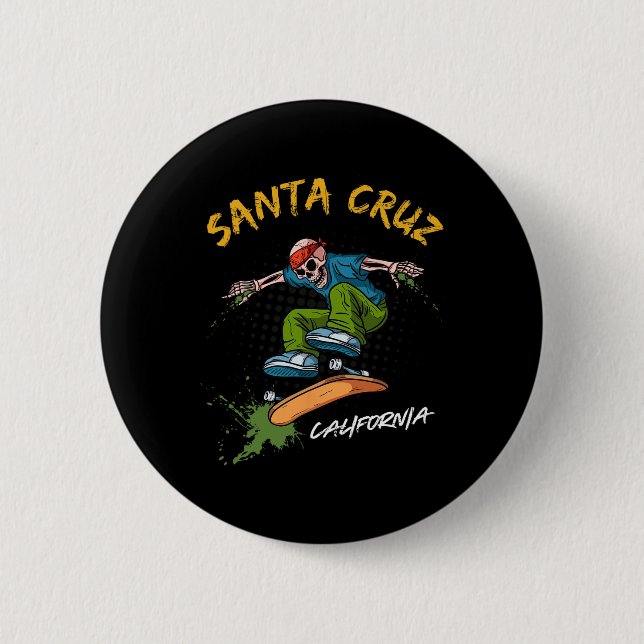 Santa-cruz Skeleton Skateboard Beach Funny Hallowe 6 Cm Round Badge (Front)