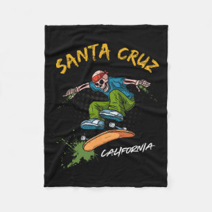 Santa-cruz Skeleton Skateboard Beach Funny Hallowe Fleece Blanket