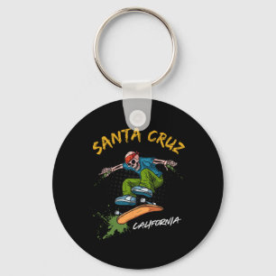 Santa-cruz Skeleton Skateboard Beach Funny Hallowe Key Ring