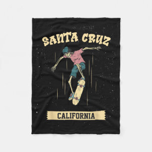 Santa Cruz Skeleton Surfing And Skateboarding Fleece Blanket